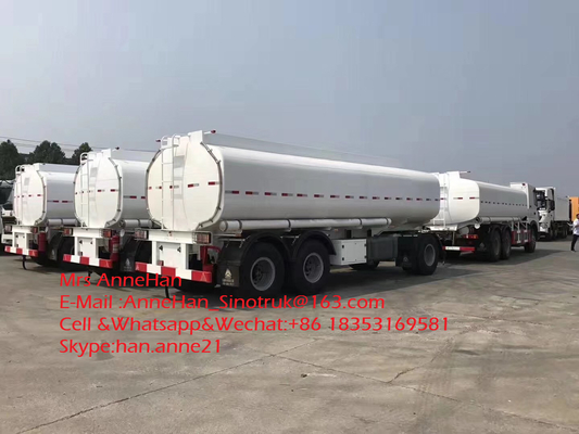 3 eixos 12 rodam o reboque resistente do tanque de óleo dos reboques 45000L da cor branca semi