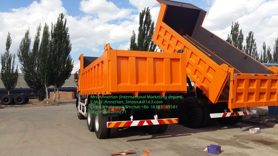 Elevador alaranjado pesado da parte dianteira da cor dos caminhões de caminhão basculante da descarga de Beiben NG80 6x4 380hp