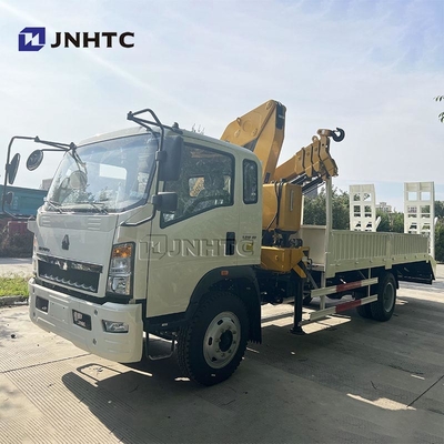 HOWO Cargo Cargo Caminhão Cran montado Caminhão 290HP 5Ton Caminhão de carga de placas planas