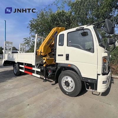 HOWO Cargo Cargo Caminhão Cran montado Caminhão 290HP 5Ton Caminhão de carga de placas planas