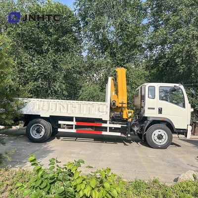 HOWO Cargo Cargo Caminhão Cran montado Caminhão 290HP 5Ton Caminhão de carga de placas planas