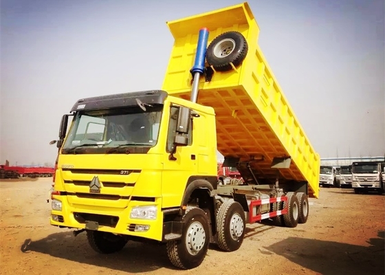 o caminhão basculante resistente de 8×4 371HP 32 toneladas carrega a cor amarela vermelha branca da caixa da descarga 30CBM