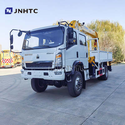 Howo Light Mini 4*4 6 Wheeler Double Row Cab Cargo Truck com guindastes telescópicos 8 toneladas montado guindaste Cargo Truck