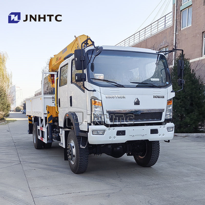 Howo Light Mini 4*4 6 Wheeler Double Row Cab Cargo Truck com guindastes telescópicos 8 toneladas montado guindaste Cargo Truck