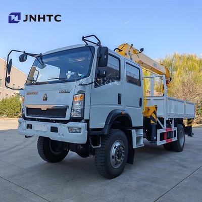 Howo Mini 4*4 6 Wheeler Double Row Cab Cargo Truck com Telescópica Boom Crane Truck