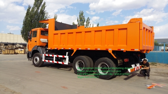Elevador alaranjado pesado da parte dianteira da cor dos caminhões de caminhão basculante da descarga de Beiben NG80 6x4 380hp