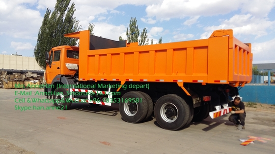 Elevador alaranjado pesado da parte dianteira da cor dos caminhões de caminhão basculante da descarga de Beiben NG80 6x4 380hp