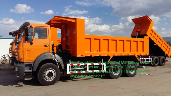 Elevador alaranjado pesado da parte dianteira da cor dos caminhões de caminhão basculante da descarga de Beiben NG80 6x4 380hp