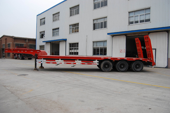 3 reboques resistentes de Lowbed dos eixos semi com 2 pés, do leito reboque semi