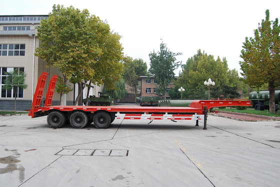 3 reboques resistentes de Lowbed dos eixos semi com 2 pés, do leito reboque semi