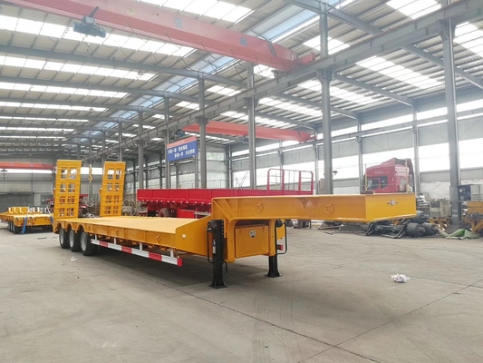 reboque resistente de Lowboy dos reboques da baixa cama 100T semi/3 eixos na suspensão mecânica