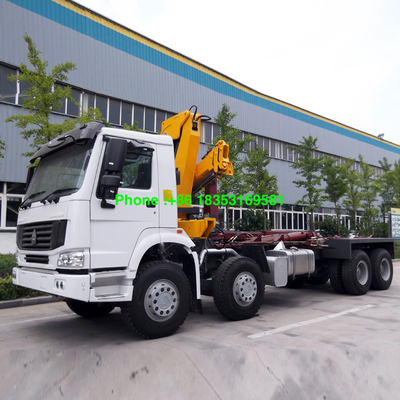 guindaste montado caminhão de Sinotruk Howo7 da caixa da carga de 10T 6500mm