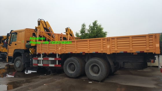 guindaste montado caminhão de Sinotruk Howo7 da caixa da carga de 10T 6500mm