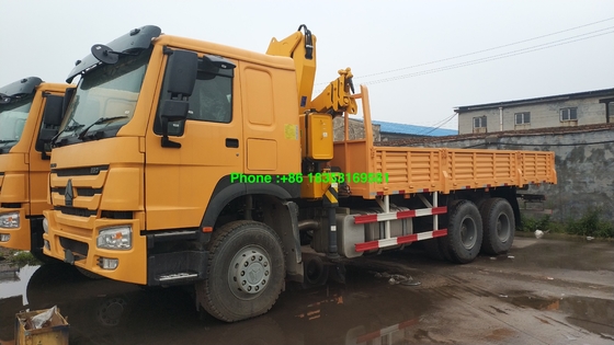 guindaste montado caminhão de Sinotruk Howo7 da caixa da carga de 10T 6500mm