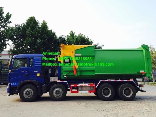 Caminhão do compressor do lixo de Sinotruk Howo7 6x4 Euro2 do braço de gancho