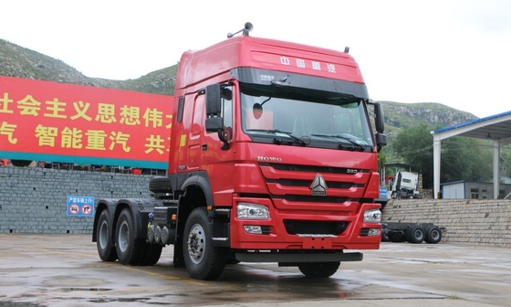 Sinotruk vermelho Howo 6x4 semi principal - caminhão 10 Wheeler Trator Truck do motor