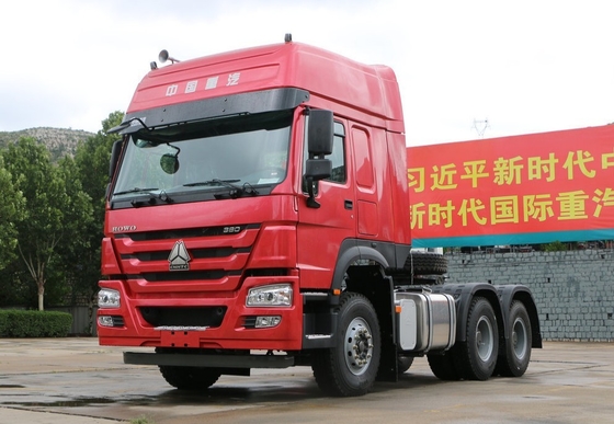 Sinotruk vermelho Howo 6x4 semi principal - caminhão 10 Wheeler Trator Truck do motor