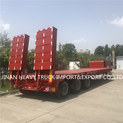 Os reboques resistentes da baixa cama semi montaram Crane Transport Flatbed Gooseneck Trailer