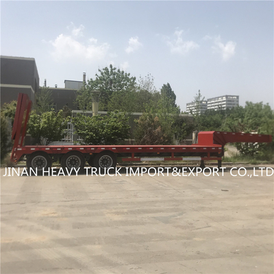 Os reboques resistentes da baixa cama semi montaram Crane Transport Flatbed Gooseneck Trailer