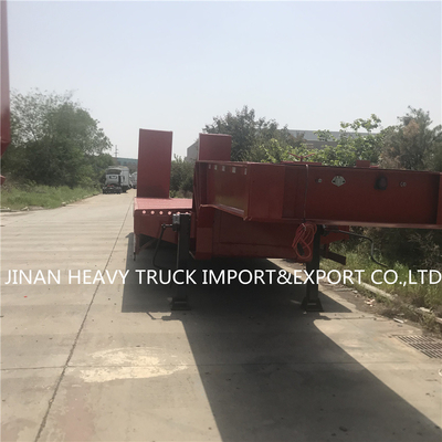Leito semi Crane Transport Flatbed Gooseneck Trailer montado reboque de 3 eixos