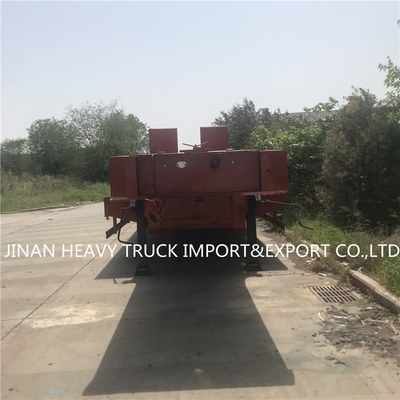 Leito semi Crane Transport Flatbed Gooseneck Trailer montado reboque de 3 eixos