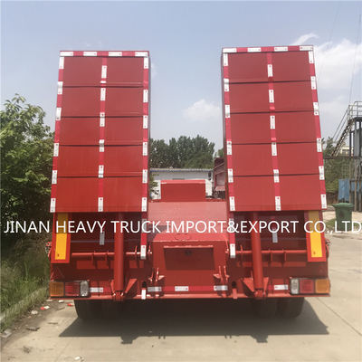 Leito semi Crane Transport Flatbed Gooseneck Trailer montado reboque de 3 eixos