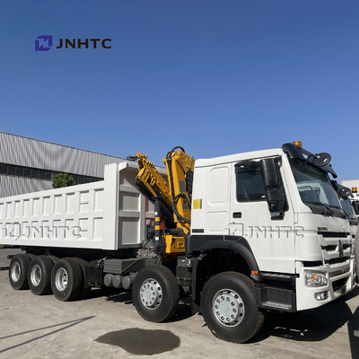 Braço dobrável Crane With Lifting Axle de Howo 16 Wheeler Dump Truck With 10T